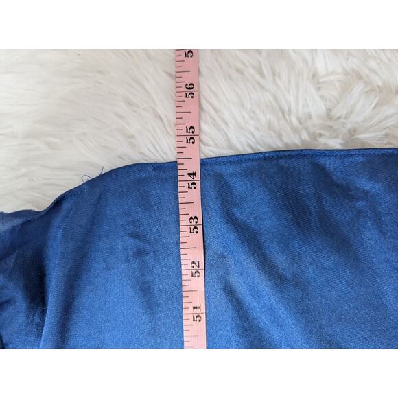 70s Vintage René Blue Satin Lace Nightgown & Robe Set 1970s Glam Lingerie - Picture 16 of 16